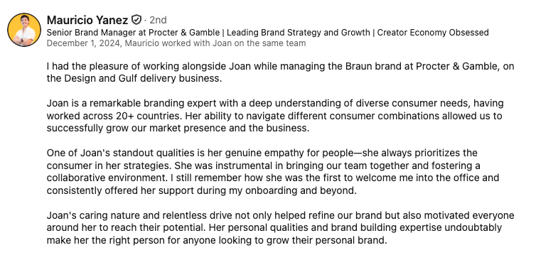 LinkedIn recommendation from Mauricio Yanez